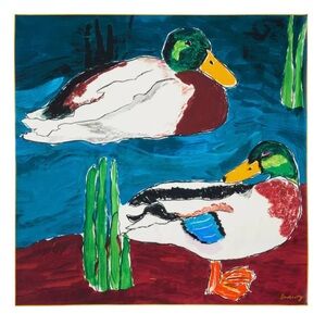 NWT Burberry Duck Print Artistic Silk Scarf 90cm x 90cm square 100% silk